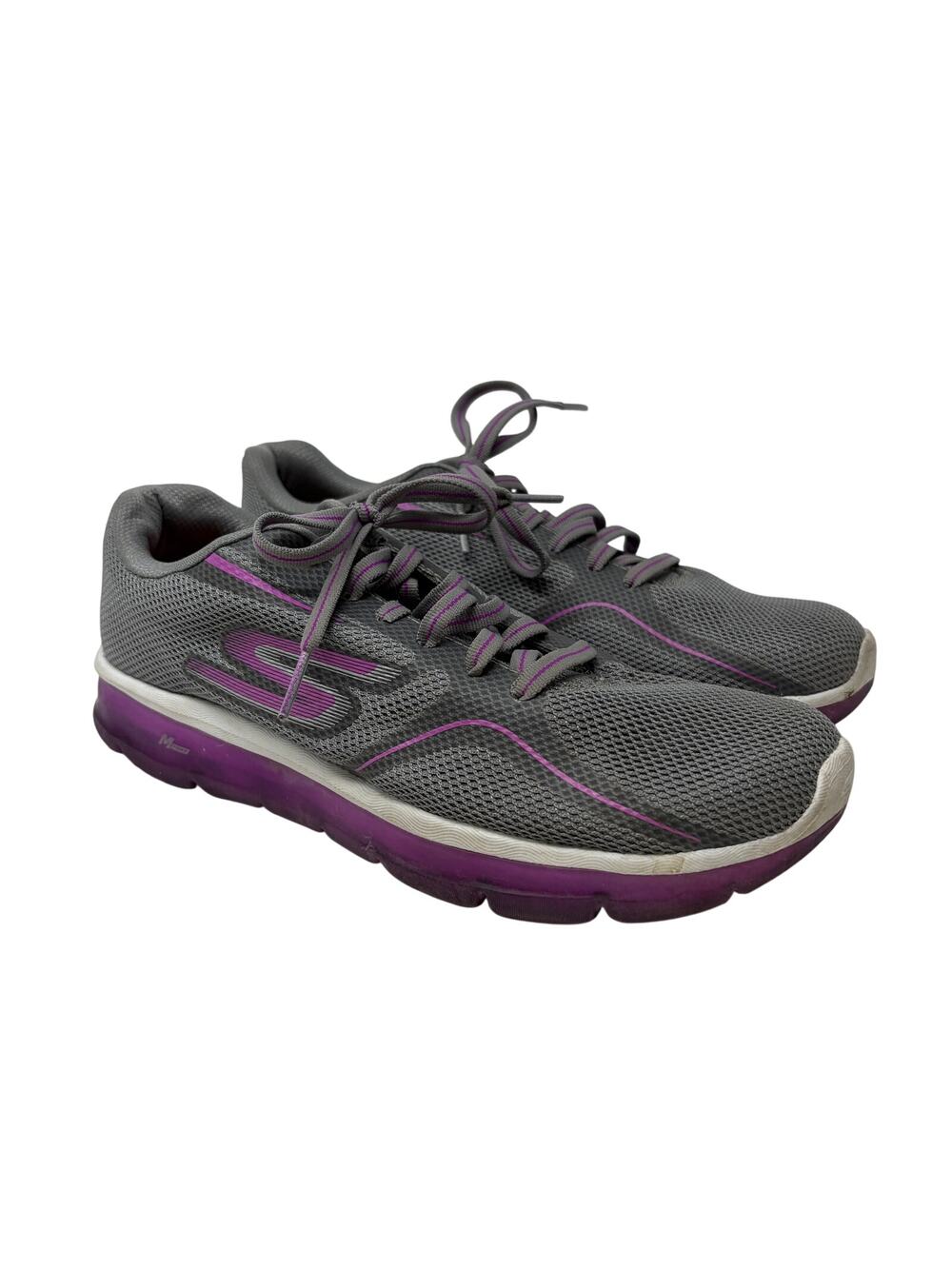 Skechers Goga Max Go Air 2 Sneakers Womens Size 8 Gray Purple Lace Up